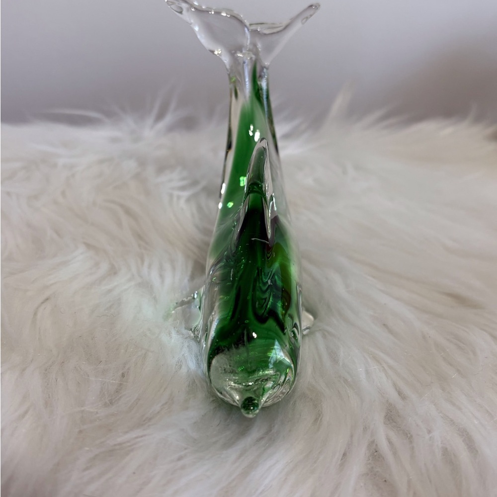 Elegant Green Glass Dolphin Figurine - Picture 4 of 6